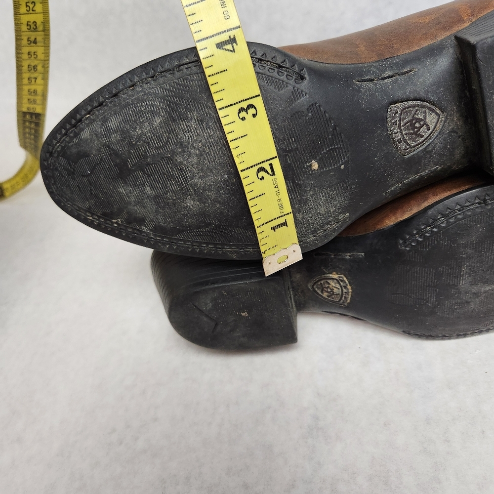 Cowboy boots leather brown heal Size 8 ARIAT - Picture 7 of 11